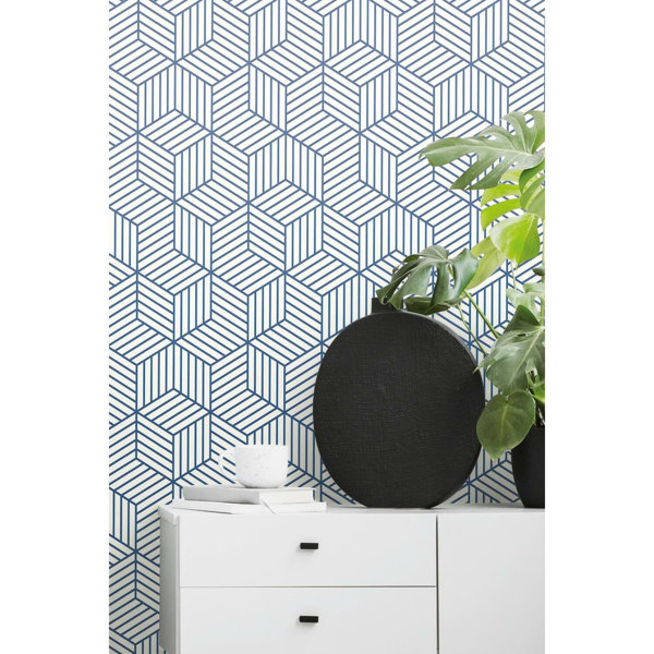 York Wallcoverings STRIPED HEXAGON PEEL & STICK WALLPAPER | Wayfair